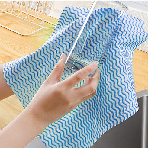 Disposable Cleaning Cloth Washing Cloth for Kitchen, Multi-use Dish Towels, Disposable Dish Cloths, Cleaning Rags,50 Count, Blue...