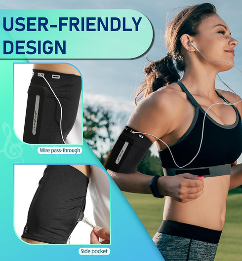 HiRui Running Armband Sleeve Universal Sports Armband Cell Phone Holder Armband for Exercise Workout, Compatible with iPhone 16/15/14/13/Plus/Pro ...