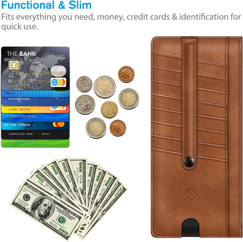 Fintie Slim Credit Card Wallet Holder Change Pouch, RFID Blocking Business Cards Cases with Zipper Pocket for Cash, Coin, Receipt, ID Card...