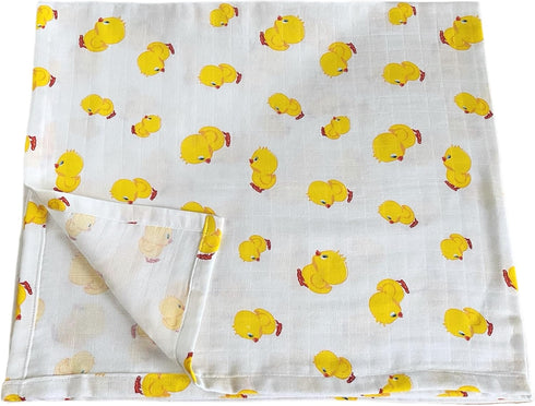 Chick Muslin Swaddle Blanket I Animal Print Newborn Receiving Blanket I Organic Cotton Baby Wrap...