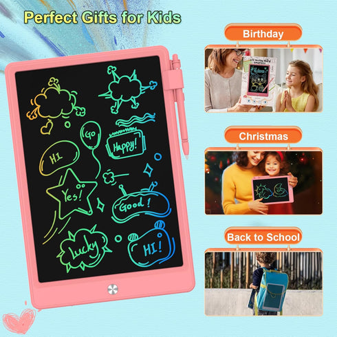 LCD Writing Tablet for Kids, 12.9 Inch Colorful Toddler Doodle Board Tablet, Erasable Drawing Pad, Learning Toy for 3-8 Years Old Boys Girls - Chr...