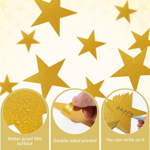60Pcs Glitter Star Cutouts Paper Double Printed Paper Stars Cutouts Bulletin Board Stars 6 Inch Stars Decoration Star Wall Decor for Bulletin Boar...