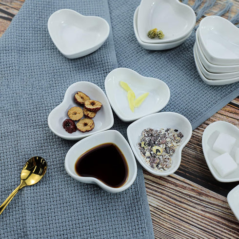 Heart-shaped Multipurpose Ceramic Sauce Dish Seasoning Dishes Sushi Dipping Bowl Appetizer Plates Serving Dish Saucers Bowl(Set of 4)...