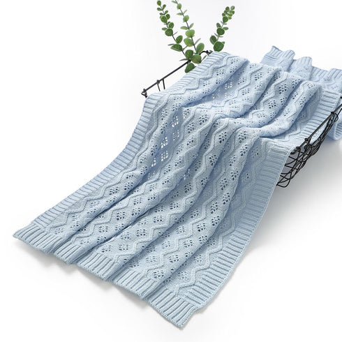 mimixiong Toddler Blankets Knitted Cellular Baby Blankets for Boys and Girls Blue 40x30 Inch...