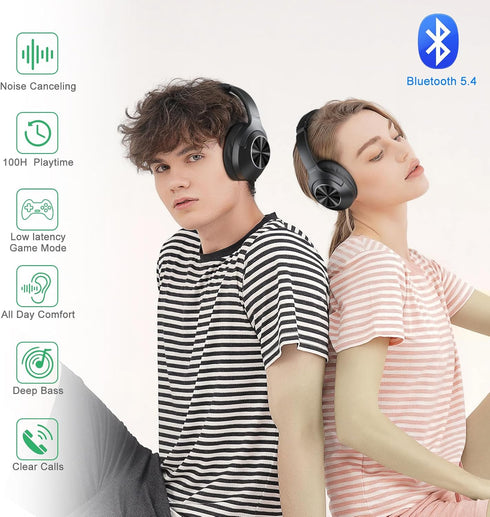 Active Noise Cancelling Headphones - Upgraded Deep Bass Wireless Over Ear Bluetooth Headphones, 80H Playtime Noise Canceling Headphones, Comfort f...