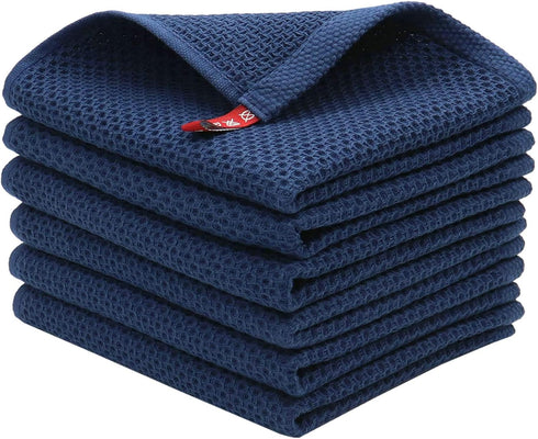 Mia'sDream Natural Cotton Dish Towels, Tidy Dish Cloths Rags, Waffle Weave Kitchen Towels, Soft and Absorbent Hand Towel Washcloths, 12inchx12inch...