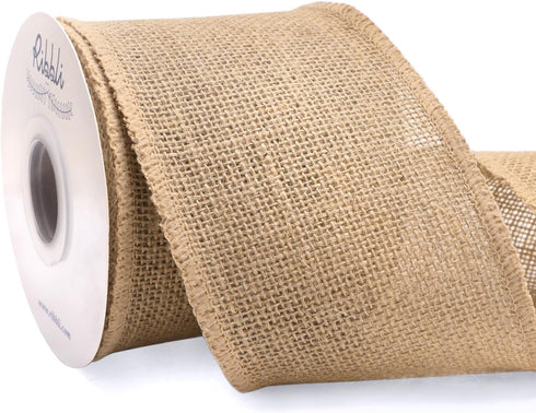 Ribbli Jute Burlap Ribbon 4 Inch x 10 Yard,Natural Solid Ribbon for Crafts,Gift Wrapping,Wreath,Tree Decoration,Outdoor Decoration(Non-Wired)...