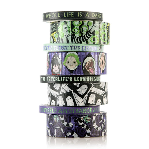 Conquest Journals Beetlejuice Washi Tape Bundle, 8 Rolls, 4 15mm Rolls & 4 Corresponding 5mm Rolls, Washi Tapes For All Your Planning, Journaling ...