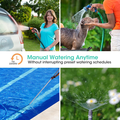 Outdoor Garden Hose Faucet Timers, Programmable Water Sprinkler Timer with Rain Delay/Manual/Automatic Drip Irrigation and Lawn Watering System fo...