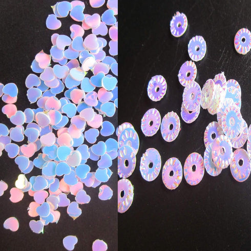 LuckForever 2 Boxes Chunky Glitter Flakes Heart Star Clover Leaf Snowflake Iridescent Blue Glitter Sequins Charms Resin Slime Crafts Nail Art Deco...