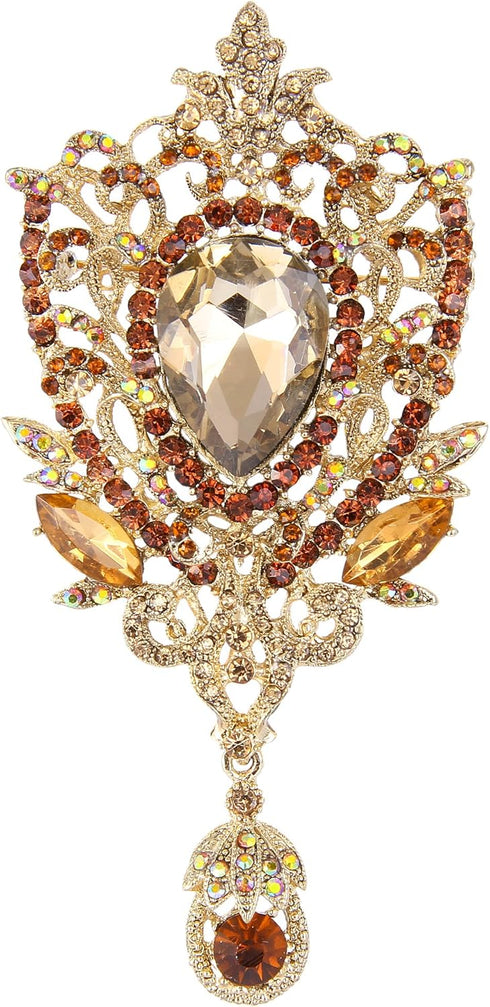 EVER FAITH Women's Rhinestone Crystal Art Deco Floral Vine Tear Drop Banquet Brooch Pendant...