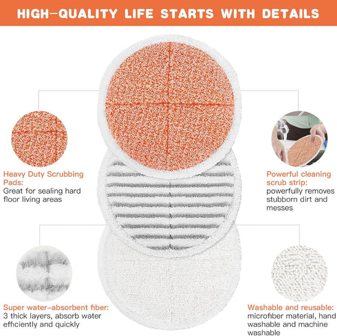 6 Pack Replacement Mop Pads Compatible with Bissell Spinwave Mop: 2124 2039 2039A 2039Q 2039T 2039W 20391 20393 20395 20399 2307 2315A 23157 23159...