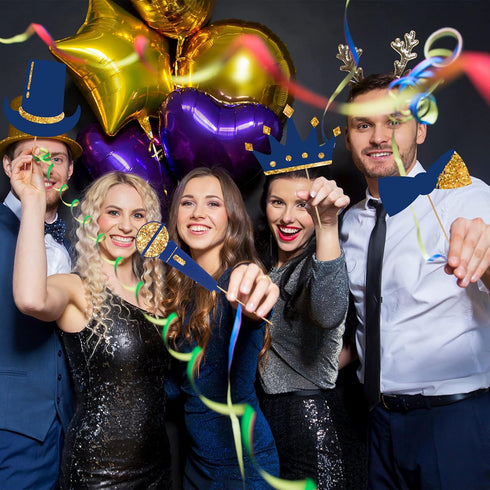 Zonon 24 Pieces Funny Photo Booth Props for Birthday Weddings Graduation Party Supplies Prom Disco Mardi Gras Party Supplies Mix of Hats, Lipstick...