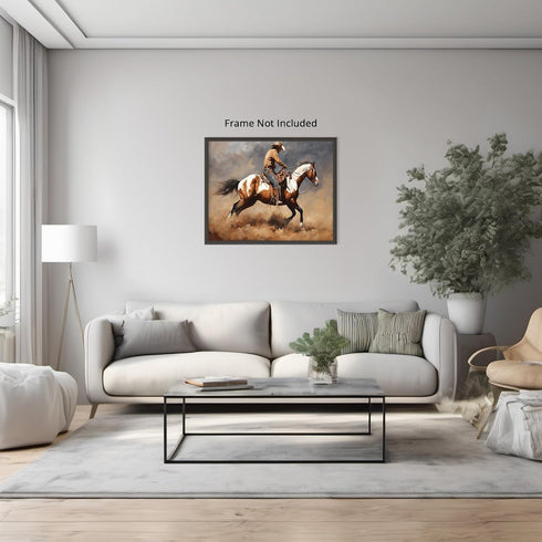 Posterizer 1 pcs- Cowboy riding a brown and white horse-Art for Animal Lovers- Gift for Men Women Entrepreneur Teens-decor for Bedroom, Office, Li...