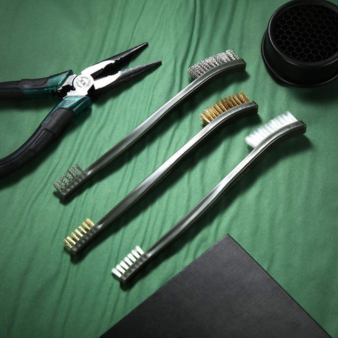 9 Pieces Mini Wire Brush Set Scratch Wire Bristles Brush Set Rust Paint Metal Cleaner Steel Nylon Brass Brush for Detailing Cleaning Welding Slag ...