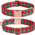 Dog Collar with Bow, Red Plaid Dog Collar Soft Durable Adjustable Cotton Red Green Tartan Puppy Collar for Small Medium Large Dog...