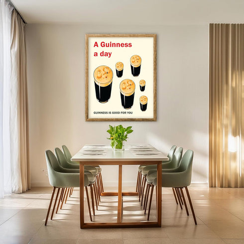 Posterizer 1 pcs-A Guinness a Day-Drinks-Vintage Advertisement-Kitchen & Bar Art-GIft for Men Women Teens-Art for Cafe, Restaurant, Coffee Bar - u...