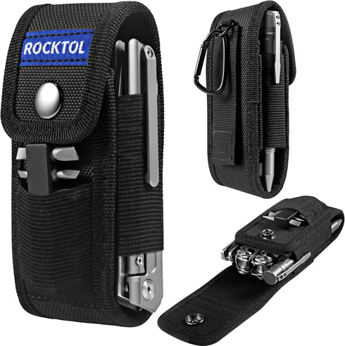 Multitool Sheath for Belt, 900D Nylon Multitool Pouch with 4 Pockets Knife Sheath, EDC Tool Pouch Holster for Multitool Pocket Knife Tactical Pen ...