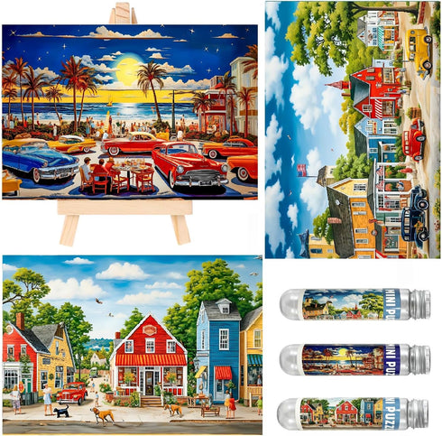 Small Jigsaw Puzzles for Adults 150 Pieces Vintage American illustration Mini Jigsaw Puzzles Oil Painting Challenging Mini Puzzles Tiny Jigsaw Puz...