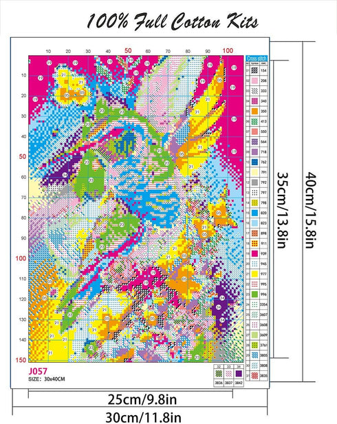 Hummingbird Stamped Cross Stitch Kits - Needlepoint Counted Cross Stitch kits for Beginner Adults Printed Dimensions Flowers Pattern Stitch Embroi...