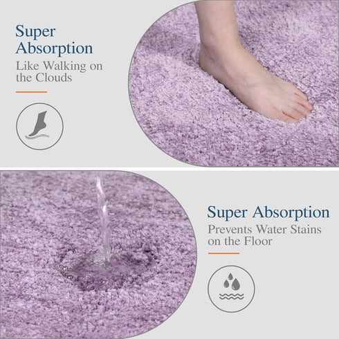 Walensee Bathroom Rug Non Slip Bath Mat for Bathroom (16 x 24, Lavender) Water Absorbent Soft Microfiber Shaggy Bathroom Mat Machine Washable Bath...