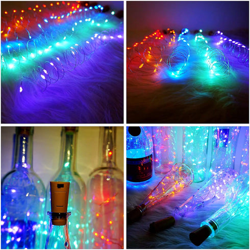 SmilingTown Wine Bottle Cork Lights 15Pack 10 LED 40 Inches Battery Operated Silver Wire Liquor Bottle Fairy Mini String Lights for Party Christma...