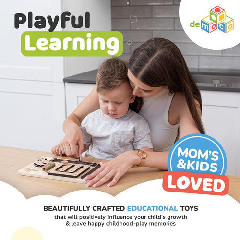 deMoca Busy Board for 1 Year Old, Sensory Toy for Toddlers, Montessori Travel Toys with Educational Activities for One Year Old and 2 Years Old, G...