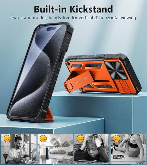 FNTCASE for iPhone 15 Pro-Max Case: Military Grade Drop & Shock Protection 15 Pro Max Cell Phone Cover with Kickstand & Slide | Rugged Protective ...