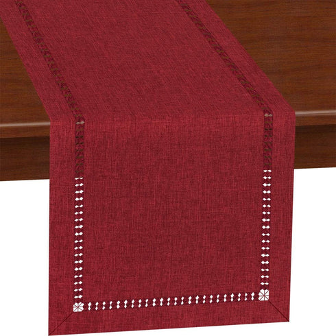 Grelucgo Small Hort Handmade Hemstitched Polyester Rectangle Table Runners Dresser Scarves, Cranberry 14x36 inch...