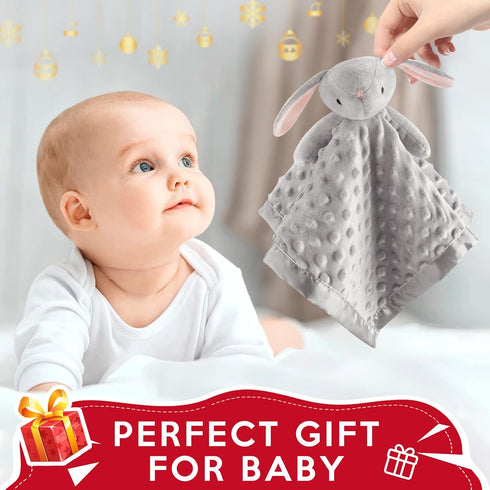 Pro Goleem Loveys for Babies - Soft Security Blanket Baby Snuggle Toy Newborn Stuffed Animals Baby Gifts for Boys and Girls, Grey Bunny 16 Inch...