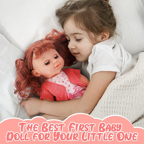 deAO 11 Inch Girl Doll with Hair and Accessories Baby Girl Dolls Toy Set Fashion Doll with Long Fine Hair and Dresses, Shoes, Comb & Hair Dryer Ba...