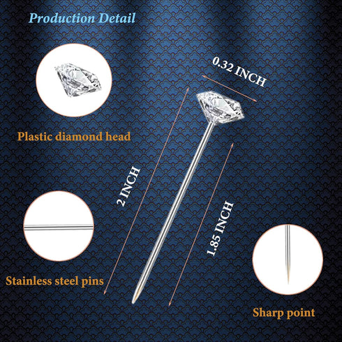 300PCS Bouquet Pins, Sewing Corsages Flower Pins, Long 2inch Straight Head Diamond Pins for Wedding, Jewelry DIY Decoration, Quilting and Craft by...