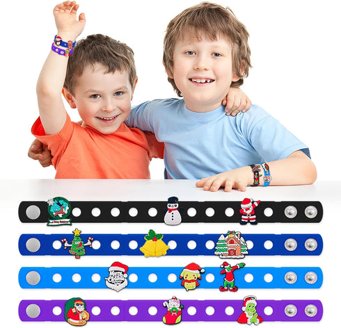 Stuffed 20 PCS Croc Bracelet Band, Silicone Charm Bracelet for Kids, Croc Charm Bracelets in Bulk...