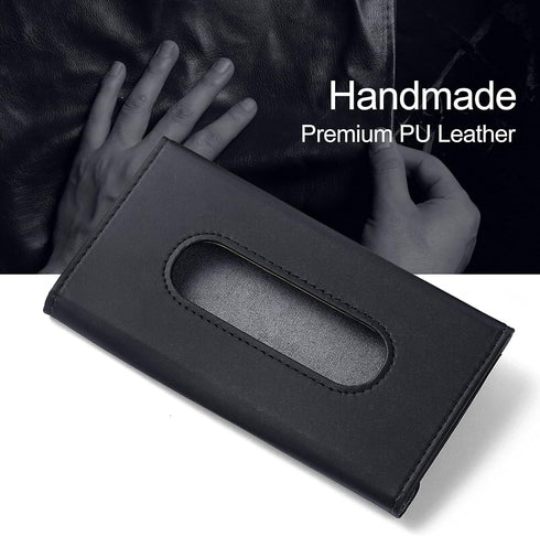 Car Tissue Holder, Upgraded Version Hanging Tissue Holder in Car, Premium PU Leather Car Napkin Holder for Universal Auto, Easy Use (Black)...