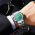 Men Silver Diamond Watch: Quartz Luminous Analog Watch Waterproof Wristwatch Stainless Steel Band Reloj with Gift Box & Removal Tool...