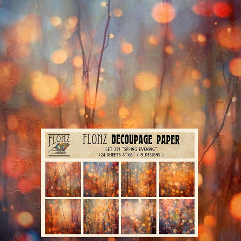 Decoupage Paper Pack (24 Sheets 6"x6") Spring Evening # Vintage Styled Pattern Paper for Decoupage, Craft and Scrapbooking...