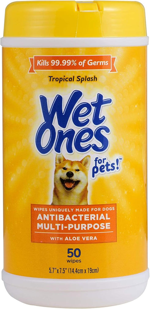 Wet Ones for Pets Multi-Purpose Dog Wipes With Aloe Vera | Dog Wipes For All Dogs in Tropical Splash, Wet Ones Wipes for Paws & All Purpose | 50 C...