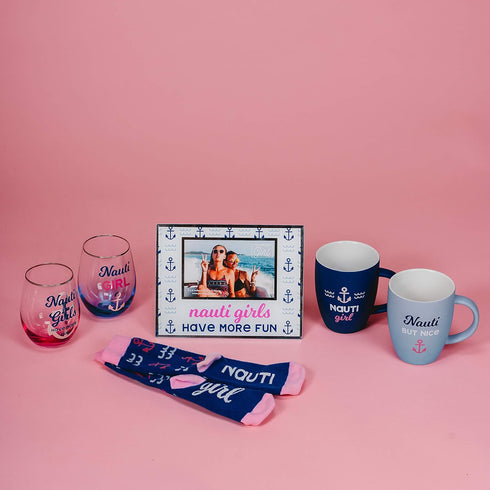 Pavilion Gift Company Nauti Girls Have More Fun - 4x6 Beach/Lake House Friend Picture Frame, Blue...