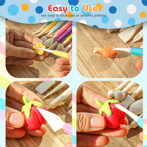 9PCS Clay Tools for Kids & Adult, UUSYCUN Plastic Air Dry Clay Tools Kit, Double-Head Clay Sculpting Tools for Pottery, Polymer, Air Dry Clay, Mod...