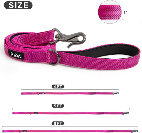 Fida 6 FT Heavy Duty Dog Leash with 2 Comfortable Padded Handles, Traffic Handle & Advanced Easy Snap Hook, Reflective Walking Lead for Large, Med...