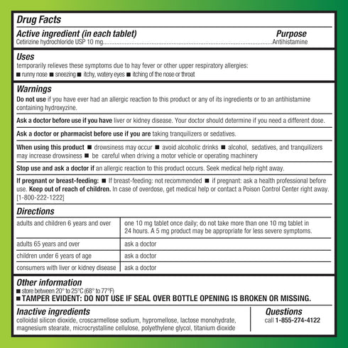 Amazon Basic Care All Day Allergy, Cetirizine Hydrochloride Tablets, 10 mg, Antihistamine, 30 Count (Packaging may vary)...