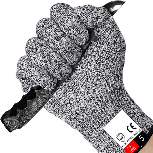 Cut Resistant Gloves Food Grade Level 5 Hand Protection,Kitchen Cut Gloves (Large(palm Diameter 3.75-4.15inch))...