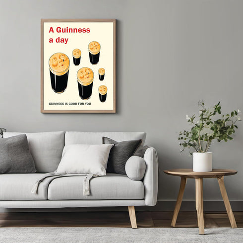 Posterizer 1 pcs-A Guinness a Day-Drinks-Vintage Advertisement-Kitchen & Bar Art-GIft for Men Women Teens-Art for Cafe, Restaurant, Coffee Bar - u...