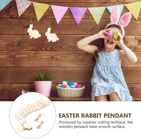 Amosfun 20PCS Easter Unfinished Wood Bunny Cutouts Wooden Bunny Slices Signs Wood Rabbit Ornament for Spring Easter DIY Crafts Hanging Decorations...