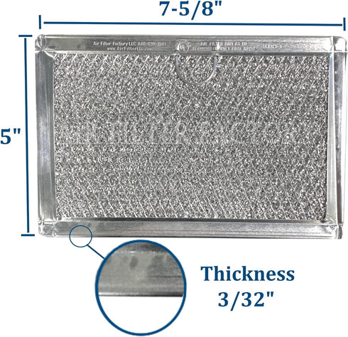 Air Filter Factory Replacement For WB06X10608 GE 5 x 7.62 x 0.09 Inches Microwave Oven Aluminum Mesh Grease 12-Layer Vent Hood Filter 2-Pack...