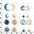 WILLBOND 108 Pieces Jewelry Charms, Mixed Antique Silver Sun Stars Moon Charms Pendants, Assorted Gold Plated Enamel Cat Moon Star Celestial Charm...