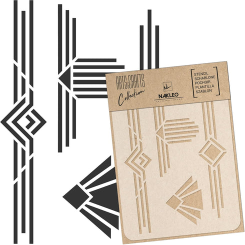 NAKLEO DIY Reusable Plastic Stencil - Art Deco Frames Borders 2 - Art Craft Wall Painting Pattern Template Scrapbooking Decoupage - Fabric Furnitu...