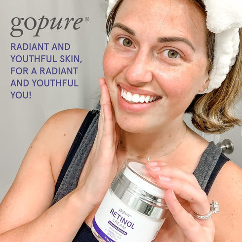 goPure Retinol Face Cream - Night Cream Anti Wrinkle & Face Moisturizer For Women - Retinol Cream for a Youthful-Looking Glow, 1.7oz....
