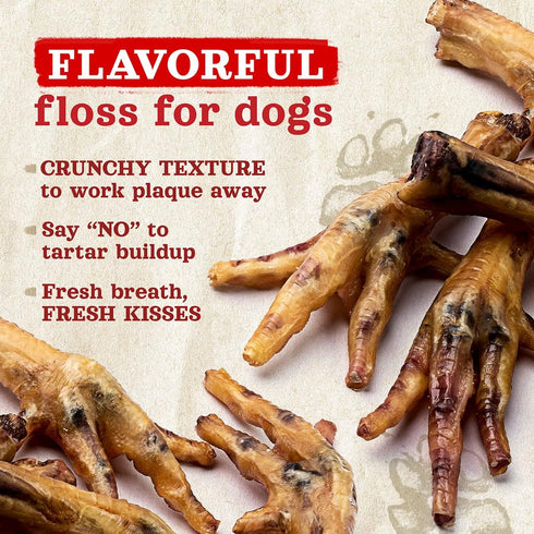 Natural Farm Nail-Free Chicken Feet Dog Treats (20 Pack), 100% Free-Range Air Dried Chicken Feet, No Nails, Fully Digestible, High Protein, Low Ca...