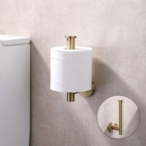 Toilet Paper Holder SUS304 Stainless Steel Round Size Brushed Gold 2 Pack...